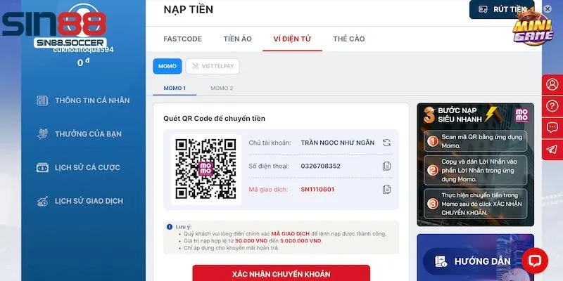 Những lưu ý để nạp tiền vào Sin88 an toàn